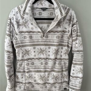 Eddie Bauer White and Grey Fleece Pullover